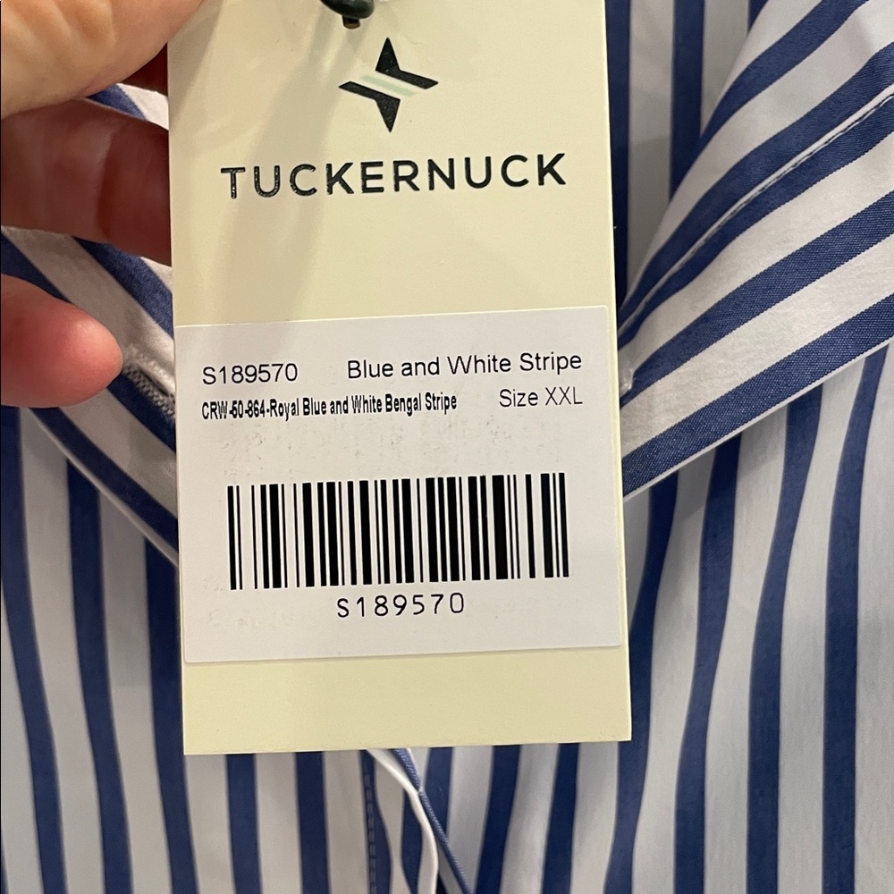 Tuckernuck blue and white striped shirt dress with bottom ruffle - Picture 5 of 7